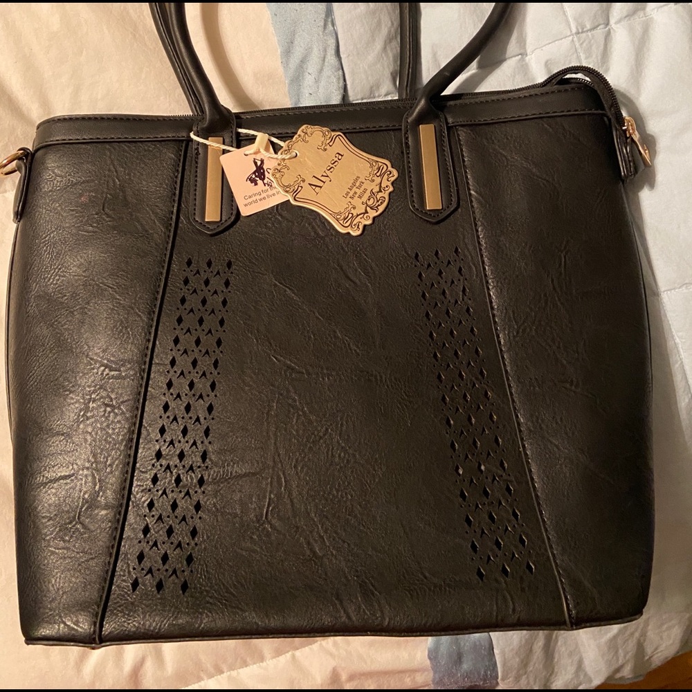 PETA approved vegan tote bag NWT leopard print lining zip top closure